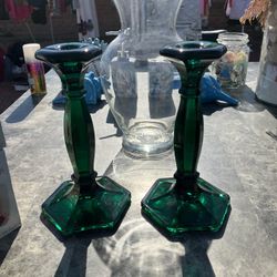 beautiful emerald candle holders 