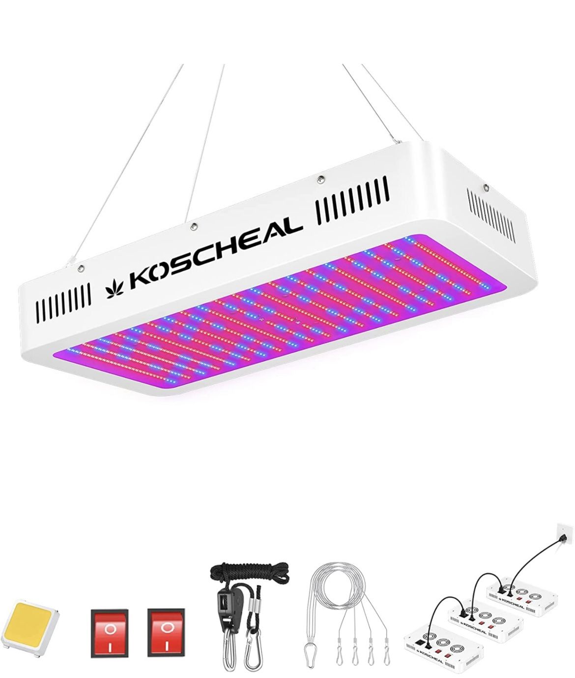 KOSCHEAL 2000W LED Grow Light Full Spectrum with Samsung LM301B and UV LEDs Daisy Chain Grow Lights for Indoor Plants Greenhouse Hydroponic Growing La