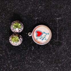 Silver Earrings And I Love New York Necklace Charm