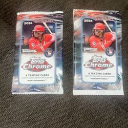 2024 MLB Baseball Topps Chrome Pack Trading Cards - New Sealed - 4 Cards Per Pack
