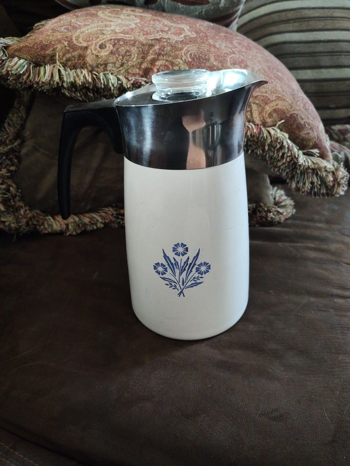 vintage corning ware blue cornflower coffee percolator 9 cup