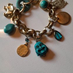 Blue  Buddha Charm  Bracelet