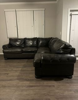 Black Faux Leather Sectional Sofa Free Delivery 🚚