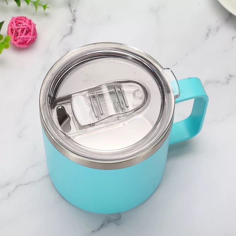 14 oz 12oz double wall vacuum insulated coffee mug with handle and lid stainless steel coffee mug