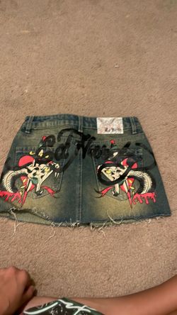 Custom Ed Hardy Inspired Denim Mini Skirt | XS | Y2K