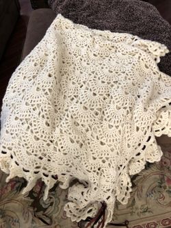 Lovely hand crocheted afghan. Blanket