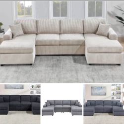 Sectional Sofa,Double Chaise Available I Ivory, Gray,Dark Gray,Black 60"X120"x60" 