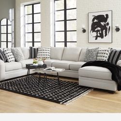 Huntsworth Dove Gray 5-Piece RAF Chaise Sectional ( sectional couch sofa loveseat recliner options