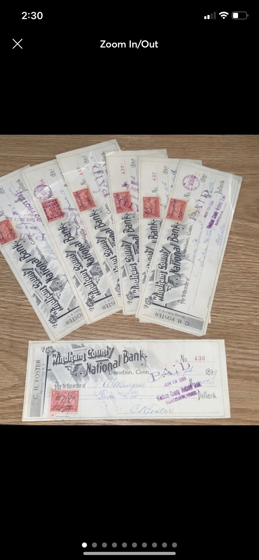 Vintage 1899 Bank receipts