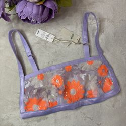 NWT Aerie Floral Sequined Mesh Bralette