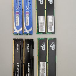 EDITED!!!4 Sets Of 2, $25/ Set,  DDR3-1600/HyperX Fury, DDR3-1600/Patriot Signature, DDR3-1333/HyperX Genesis $15