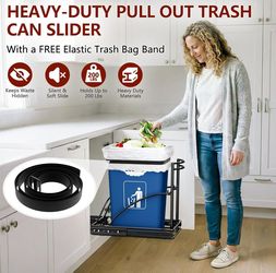 Under Sink Trash Can Pull Out Trash Hidden for 30-50 Qt 7-13 Gallon Garbage Can Under 13"Wx19"Dx17"H Cabinet 3lack Pull Out Kit with Full Extension Sl