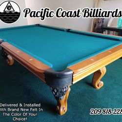 American Walnut Pool Table (FREE Delivery & Install + New Felt)