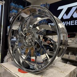 (Set-4) Strada G04 Flame 22x8.5 5X114.3/5x120 35MM Chrome wheels rims 22 Inch