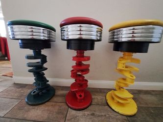 Retro 1950s Diner-Style Custom Bar Stools (Set of 3)