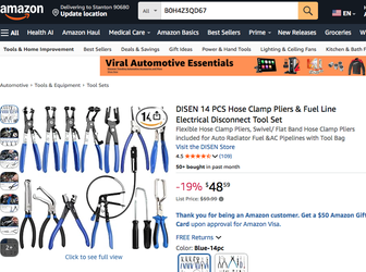 New in Box! DISEN 14 PCS Hose Clamp Pliers Tool Set• On Amazon for $48