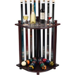 Billmart Pool Stick Holder Floor Stand, Solid Wood Billiard Pool Cue Rack, Pool Table Accessories (Mahogany) Mahogany 02
