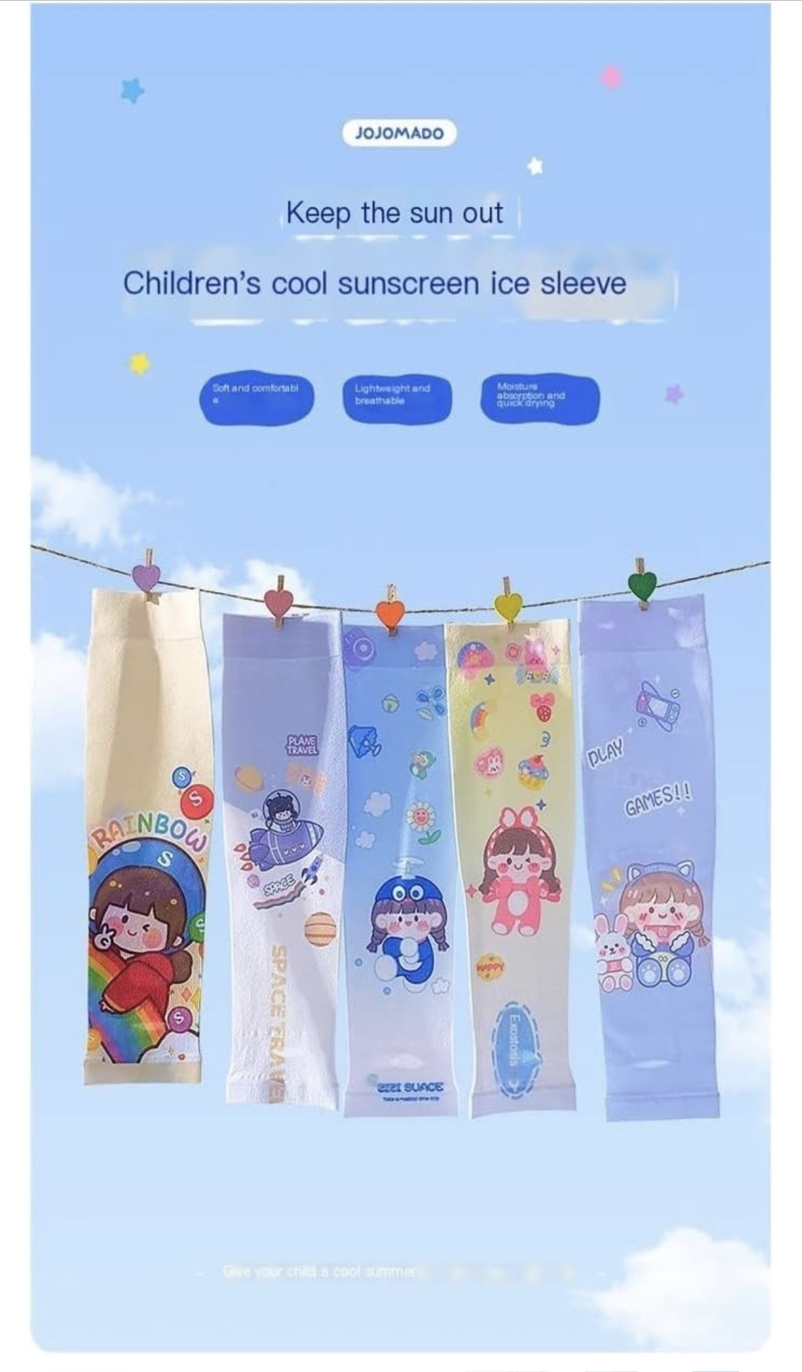 MNASH Mangas para el sol para Hombre 2 Pairs of Children's Sunscreen ice Sleeves, Thin Outdoor Sunshade Breathable ice Sleeve (Color : C, Size : 28cm)