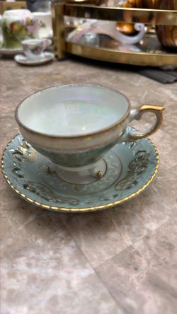 Vintage Iridescent Teacup and Saucer Set