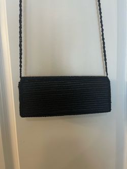 Bijoux Terner Black Horizontal Beaded Pattern Shoulder Clutch Evening Purse