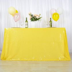 DUOBAO Sequin Tablecloth Fashion Bridal Dress Table Cloth(60x102-Inch, Yellow)