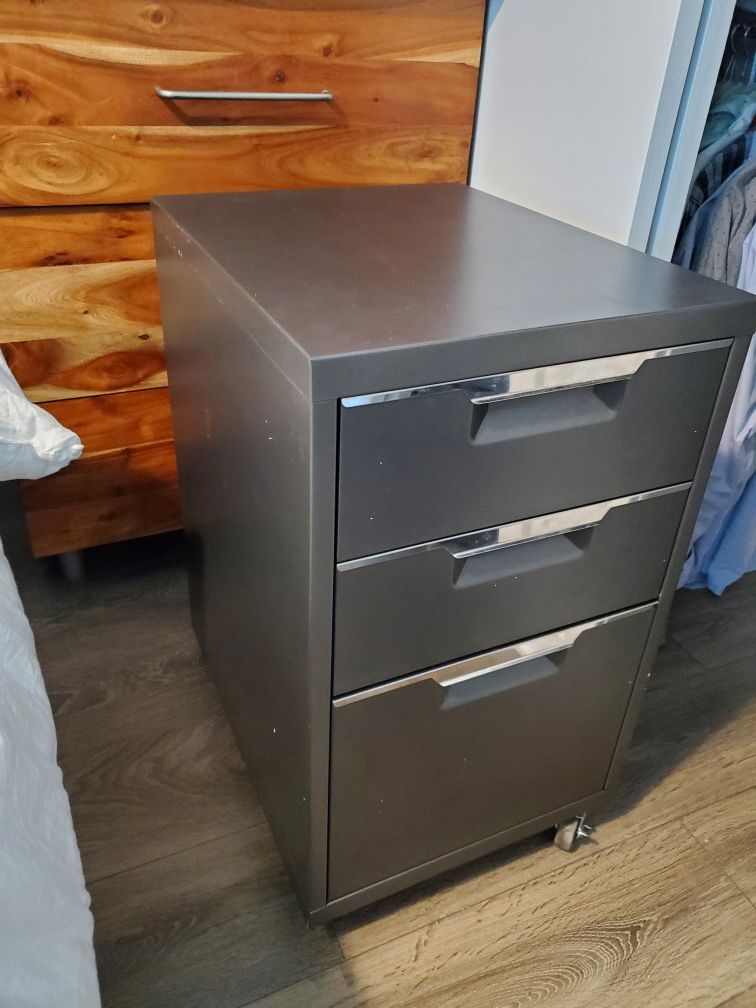 Cb2 matte gray 3 drawer filing cabinet