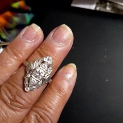 Edwardian 1800’s  14K White Gold Ring