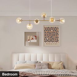  Modern Gold Globe Chandelier – 6-Light Smoke Glass Pendant Light