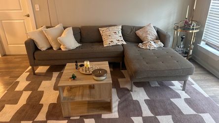 L shaped sofa and coffee table