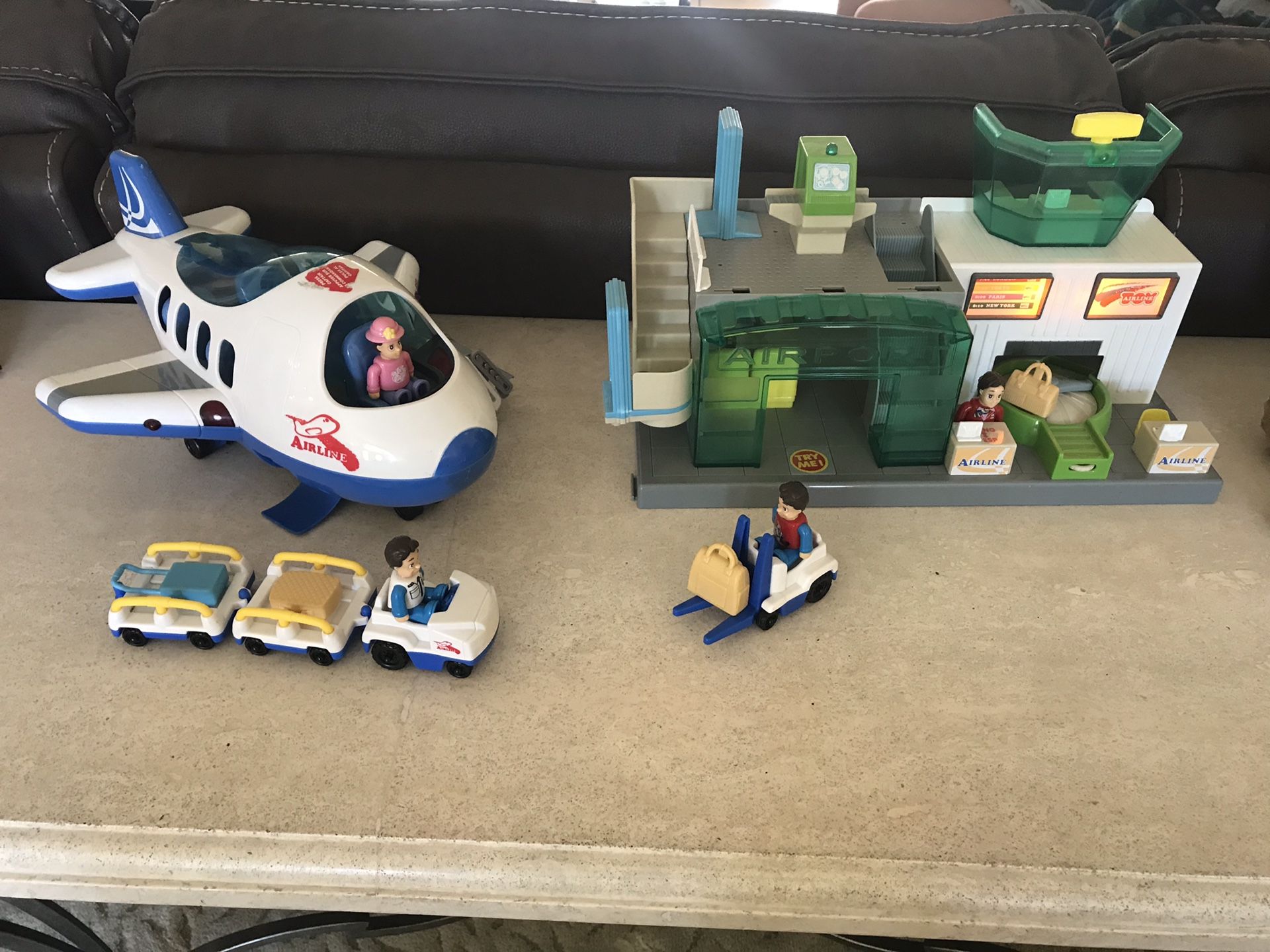 Airport toy play set with sounds and lights, airplane, terminal