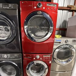 LG Red Front Load Washer And Gas Dryer Set 