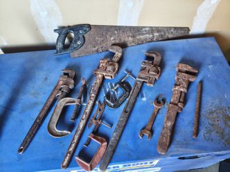 Antique pipe wrenches and tools from the 1940s