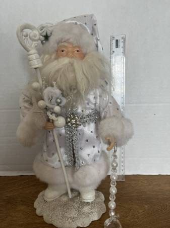 13" Beautiful Highly Detailed White Robed Father Christmas Santa Claus