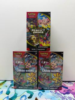 Pokemon TCG: 2 Chaos Rising & 1 Perfect Order booster bundle.