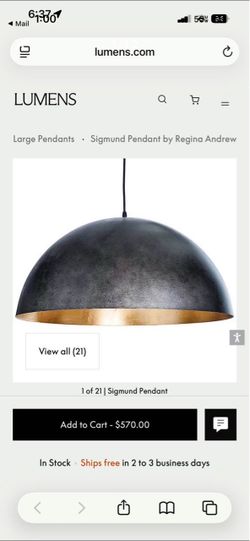 Large brass pendant light