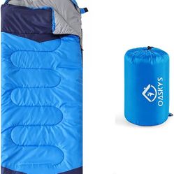 oaskys Camping Sleeping Bag - 3 Season Warm & Cool Weather - Summer Spring Fall Lightweight Waterproof for Adults Kids - Camping Gear Equipm