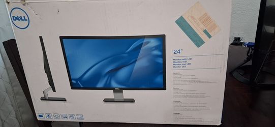 New DELL 24" inches Full HD ( 1920 x 1080 ) LED Backlit LCD Monitor. Featuring an edge to edge glossy glass screen and a high- contrast AMVA panel.