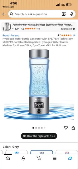 Hydrogen water bottle work out gym office hiking