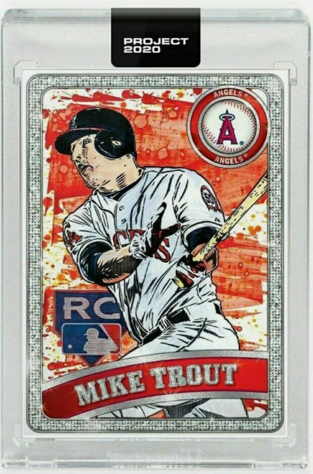 Mike Trout Topps Project 2020 -- thick 130pt baseball card featuring Ben Baller border Anaheim los angeles angels