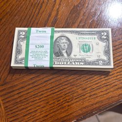 2017 Uncirculated Sequential Order 2.00 Bills 