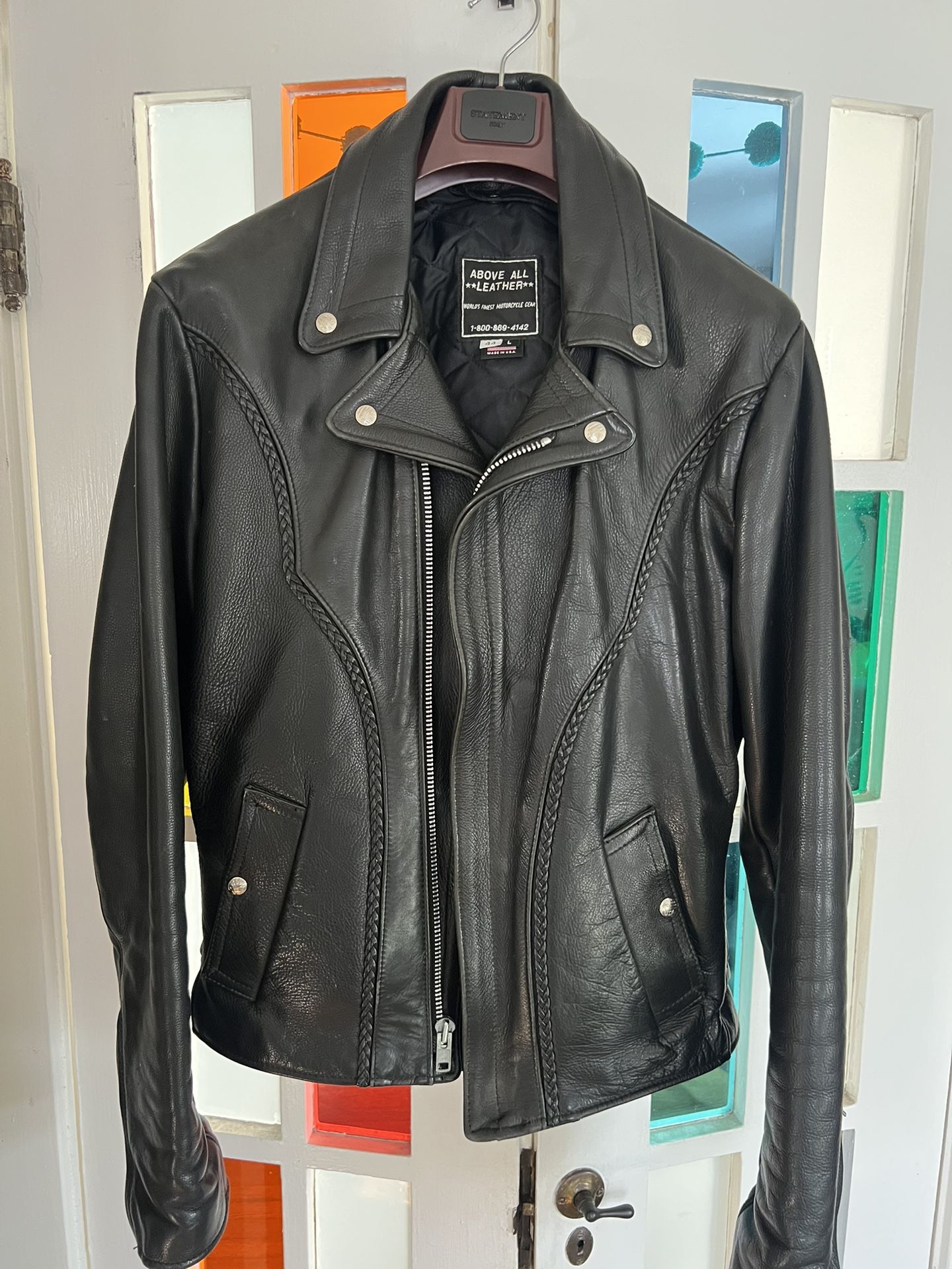 Vintage Leather Men’s Biker Jacket Size 44 (XL) Made In USA