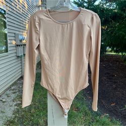 Women's Tan and brown bodysuit #bodysuit