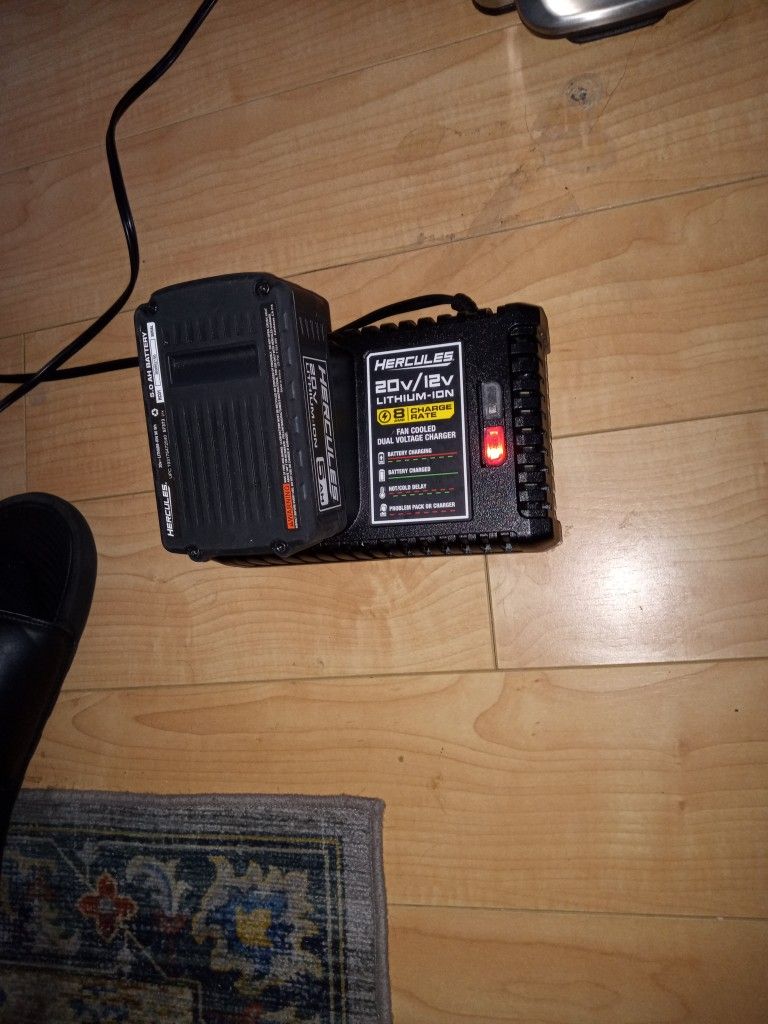 HERCULES 20V 5 Ah Extended-Performance Lithium-Ion Battery and 4 Amp Multi-Voltage Charger Starter Kit