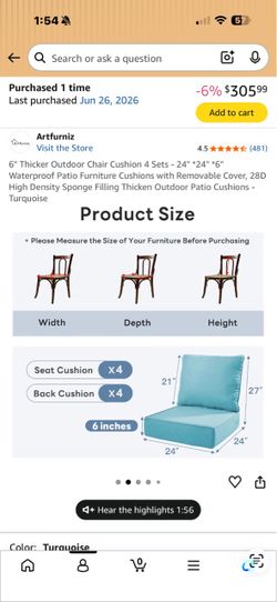 Patio furniture  cushions