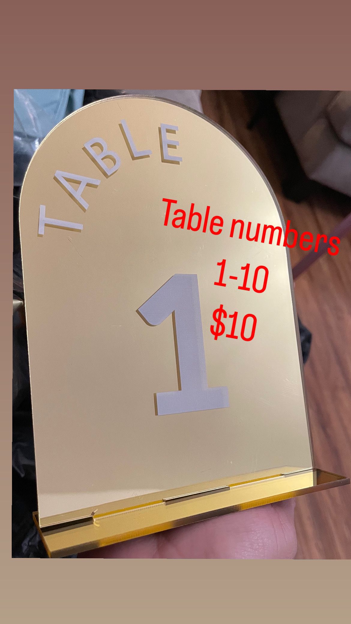 Used 1-10 Table Numbers Gold 