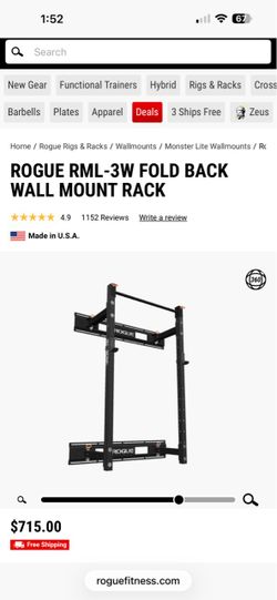 Rouge wall mount fold back squat rack