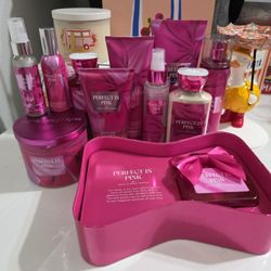Bath & Body Works Perfect in Pink 11 Piece Body Care, Perfume, & Candle Gift Set