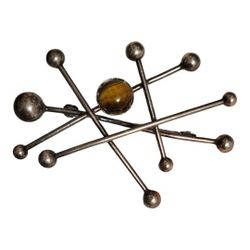 Niels Erik  Atomic Brooch, Sterling Silver w/ Tiger's Eye Stone
