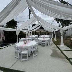 Tables, Chairs, Canopy Draping 