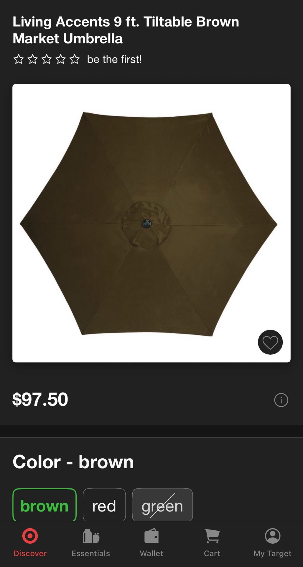 🌂 [BRAND NEW] 9 Ft. Tiltable Brown Market Umbrella